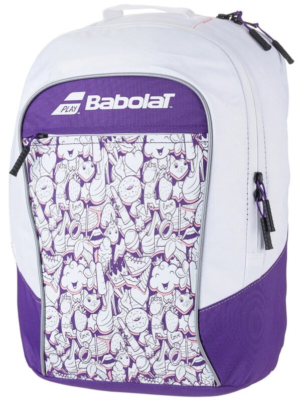 Babolat Club Junior Tennis Backpack- White Purple_1 Babolat Club Junior Tennis Backpack- White/Purple